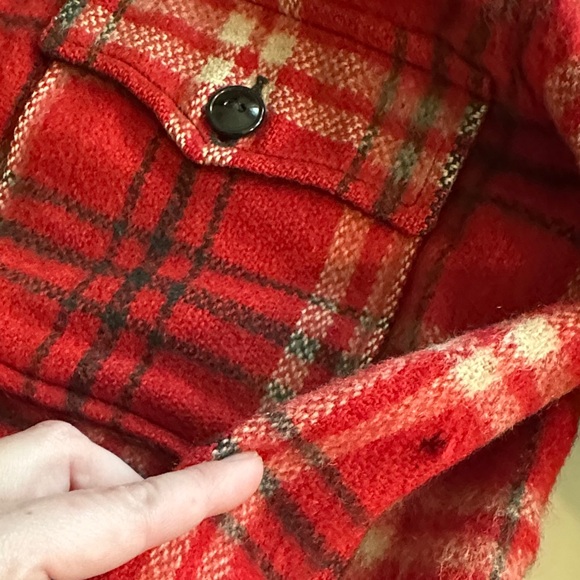 Vintage Wool Buffalo Check Red Black Plaid Men's Button Front Jacket - Picture 4 of 9